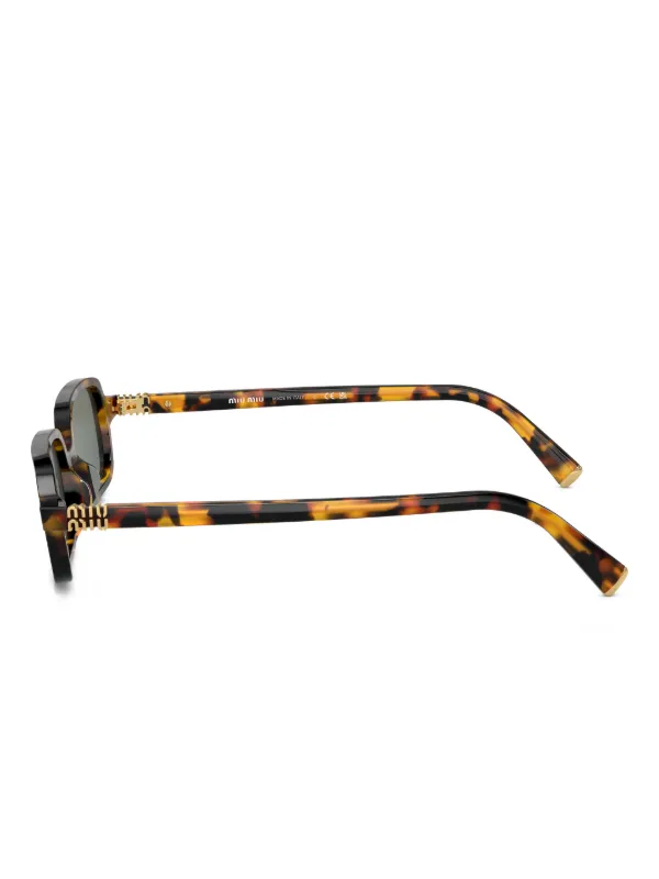 Miu Miu Eyewear Óculos De Sol Retangular | Marrom | FARFETCH BR
