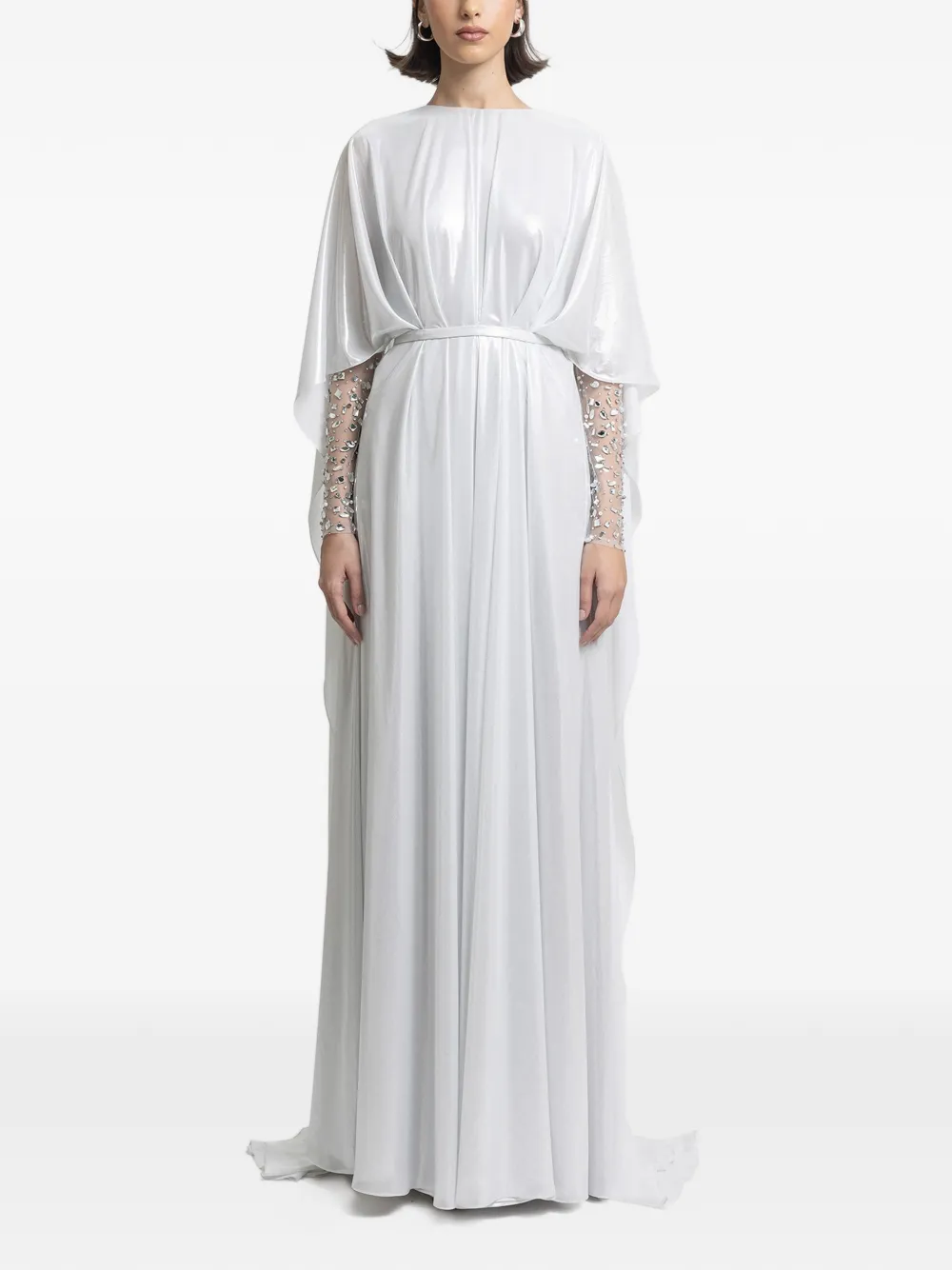Gemy Maalouf embellished-sleeve maxi dress - Silver