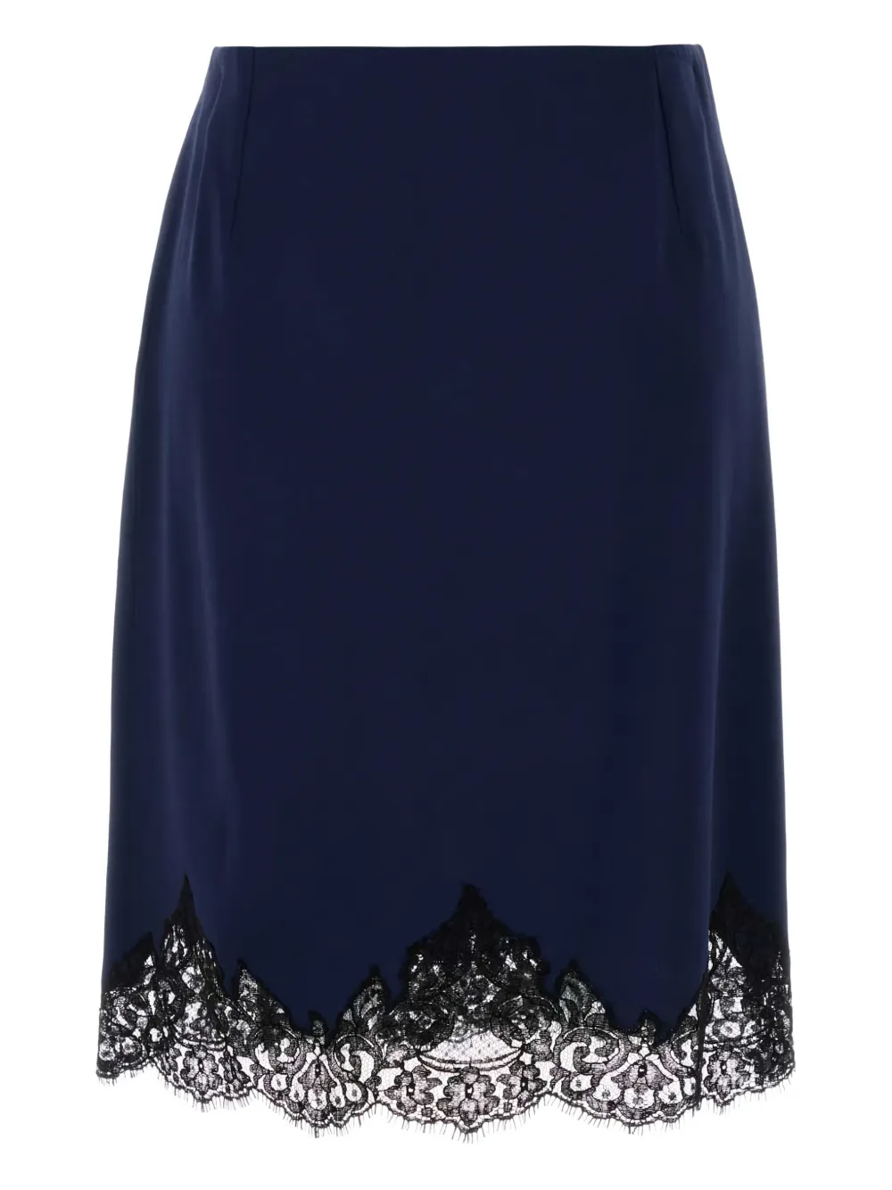 Stella McCartney lace-trim satin midi skirt - Blauw