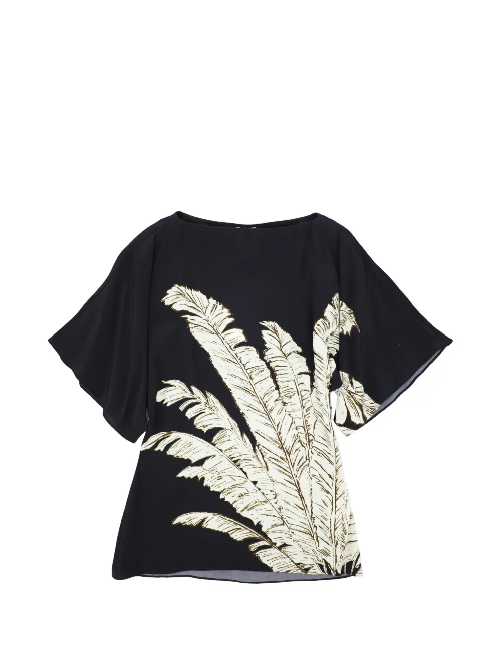 Hemant And Nandita Palm boat-neck blouse - Nero