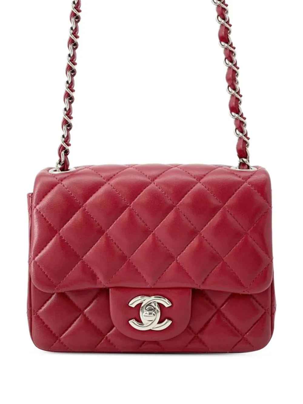 CHANEL Pre-Owned 2021-2025 Mini Square Classic Caviar Single Flap crossbody bag - Rosso