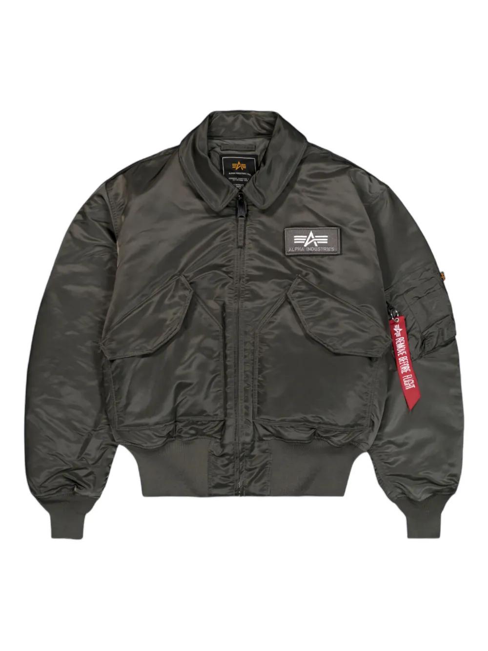 Alpha Industries logo-detail ribbed bomber jacket - Grau
