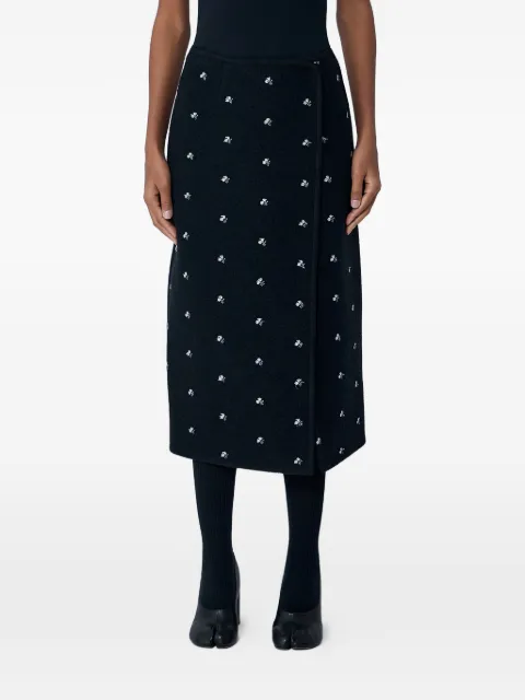 Rier Walker embroidered wrap midi skirt