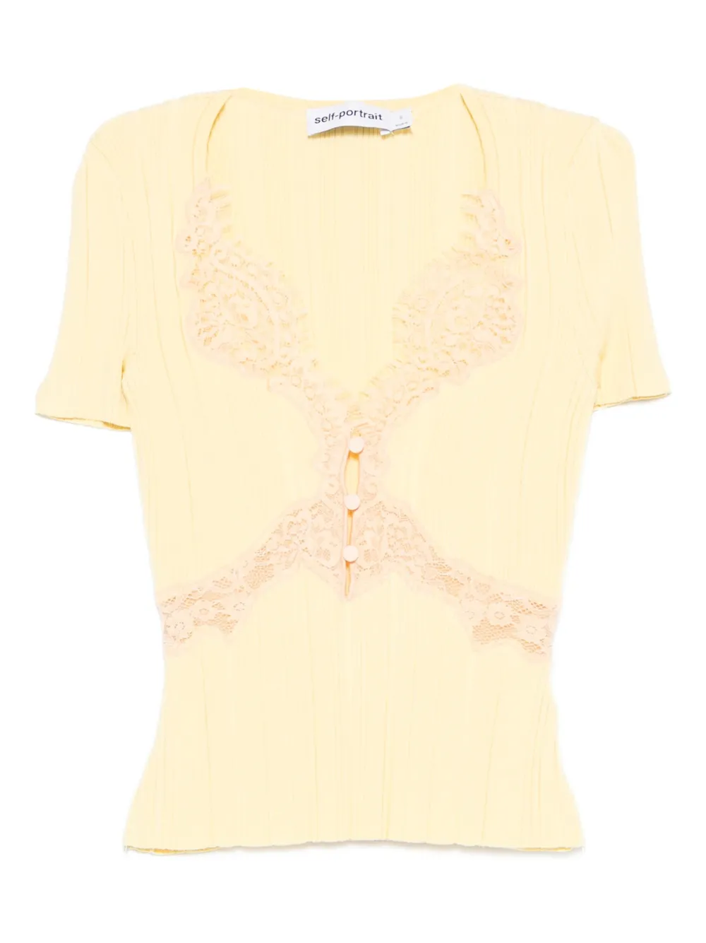 Self-Portrait lace knit top - Giallo