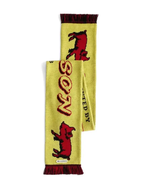 JW Anderson Piglet football knitted fringe scarf