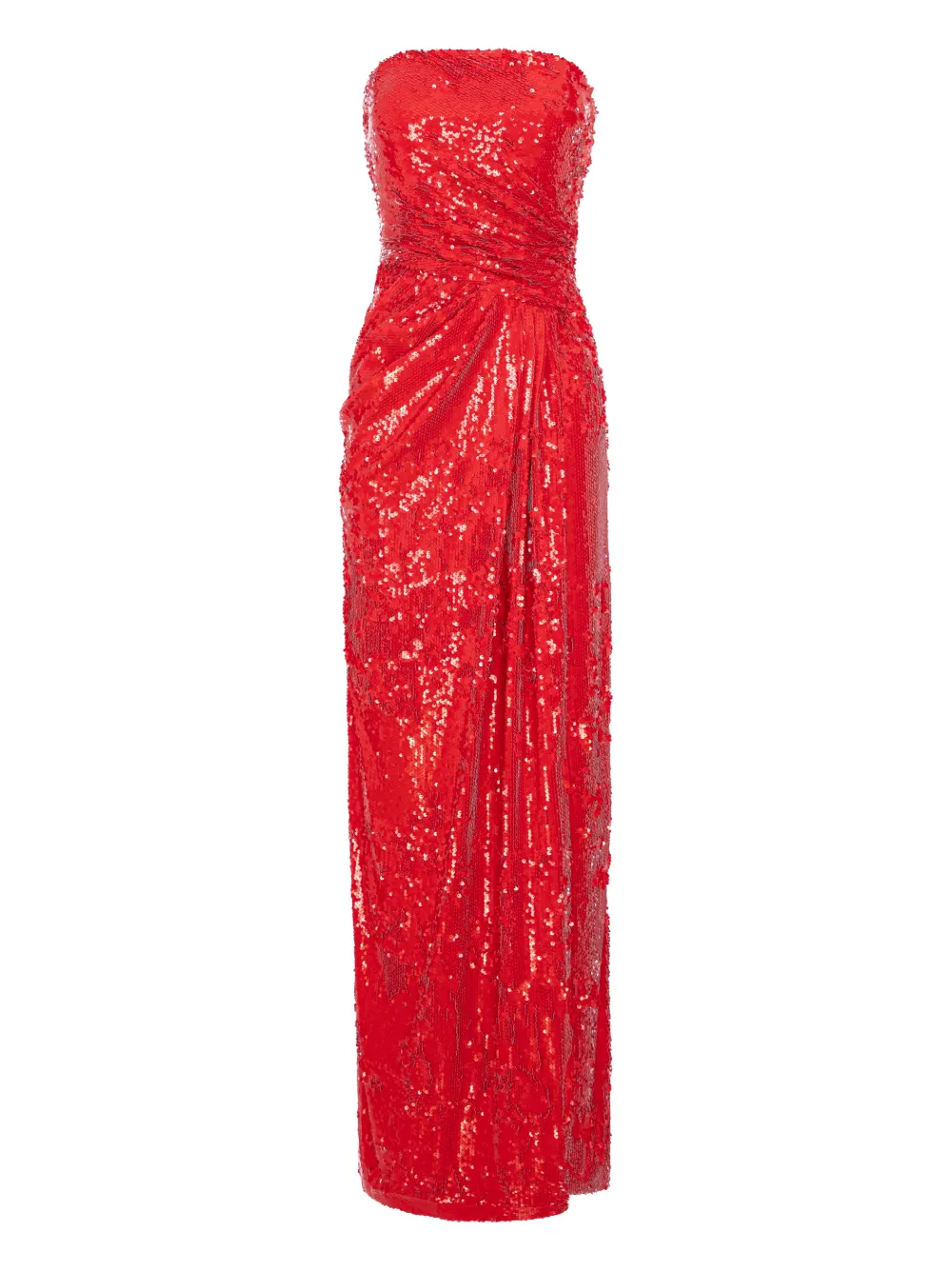 V:pm Atelier Edie Sequinned Strapless Maxi Dress In Red