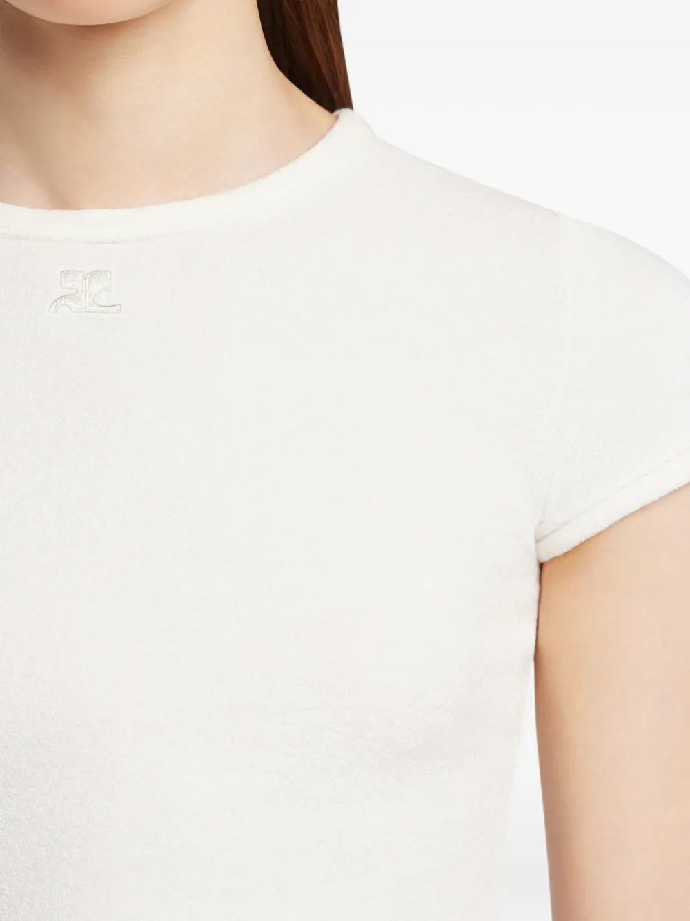 Courrèges T-shirt met geborduurd logo Beige