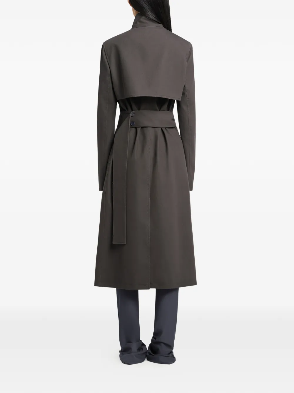 Courrèges Buckle Cotton Trench Coat In Gray