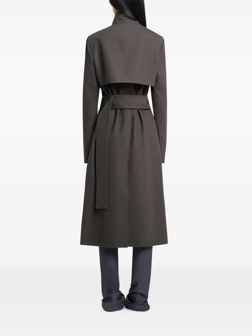 Courrèges Buckle Cotton Trench Coat in Grey, view 4
