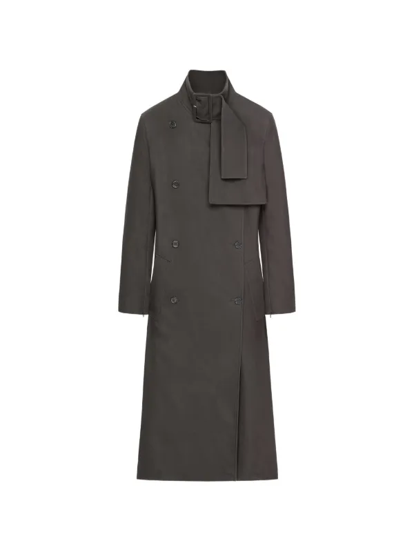 Courrèges Buckle Cotton Trench Coat in Grey