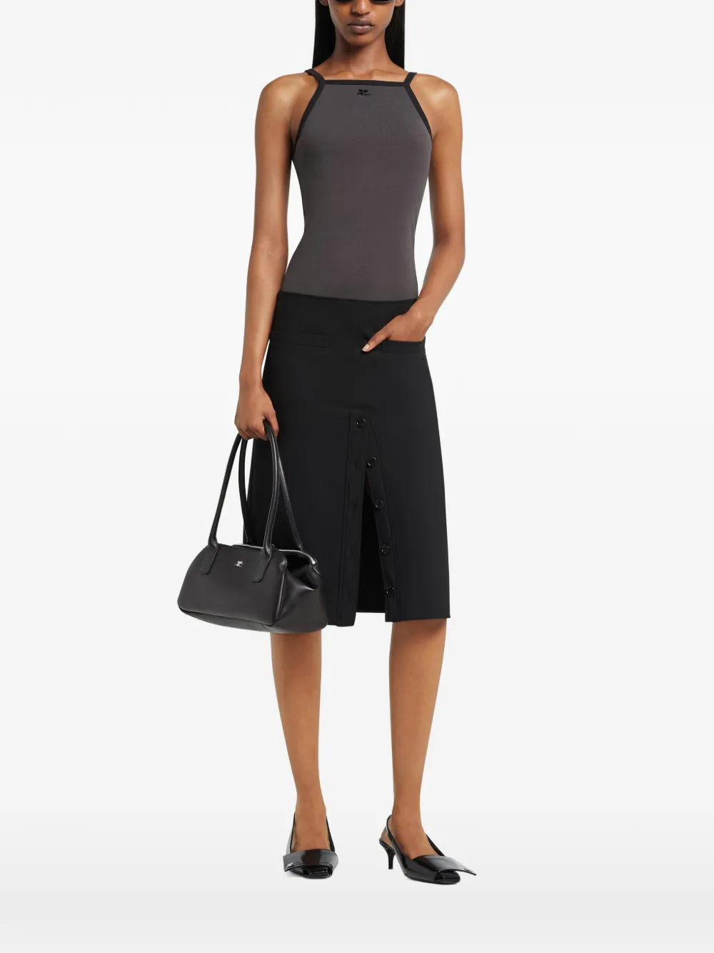 contrast trim sleeveless top