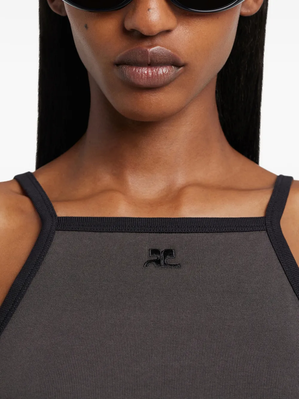 contrast trim sleeveless top