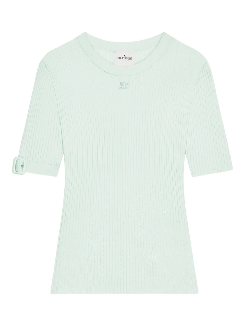 Courrèges playera de canalé con hebilla en las mangas | verde | Image 1