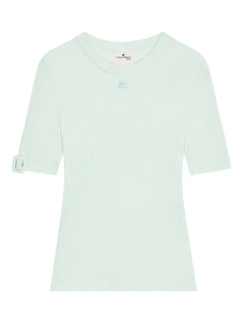 Courrèges playera de canalé con hebilla en las mangas