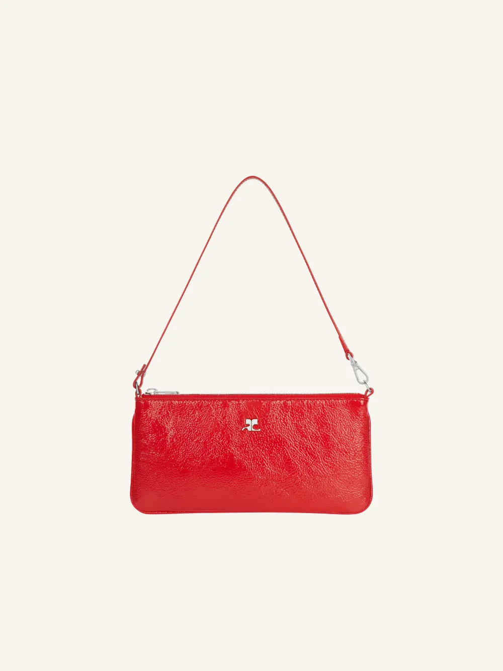 Courrèges logo-plaque zipped pouch - Rosso