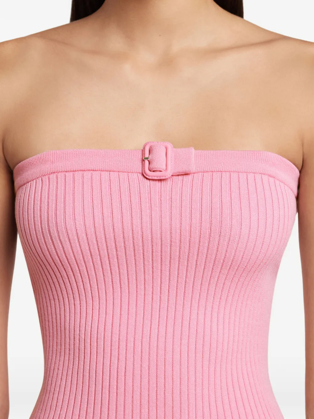 Courrèges Ribgebreide top met gesp Roze