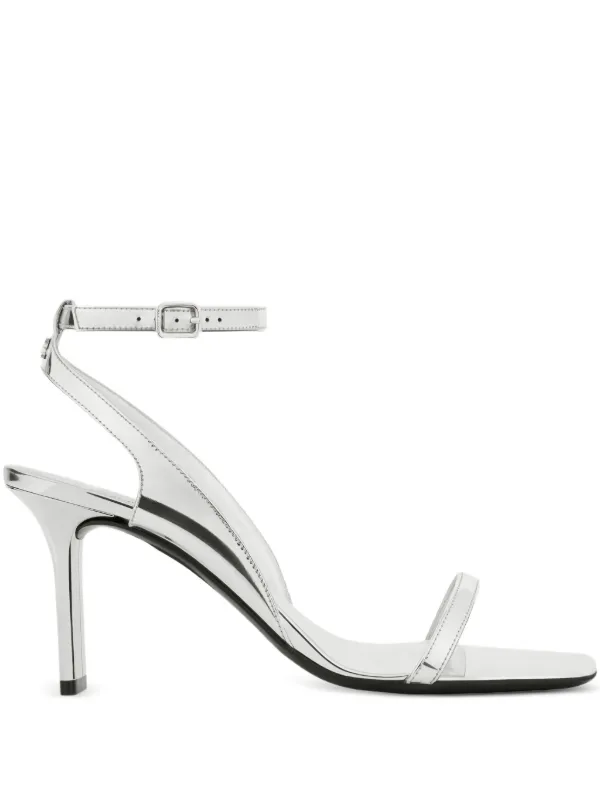 Courrèges 80mm Mirror-effect Buckle Sandals in White