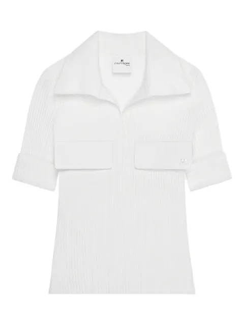 Courrèges playera de canalé con bolsillo en el pecho