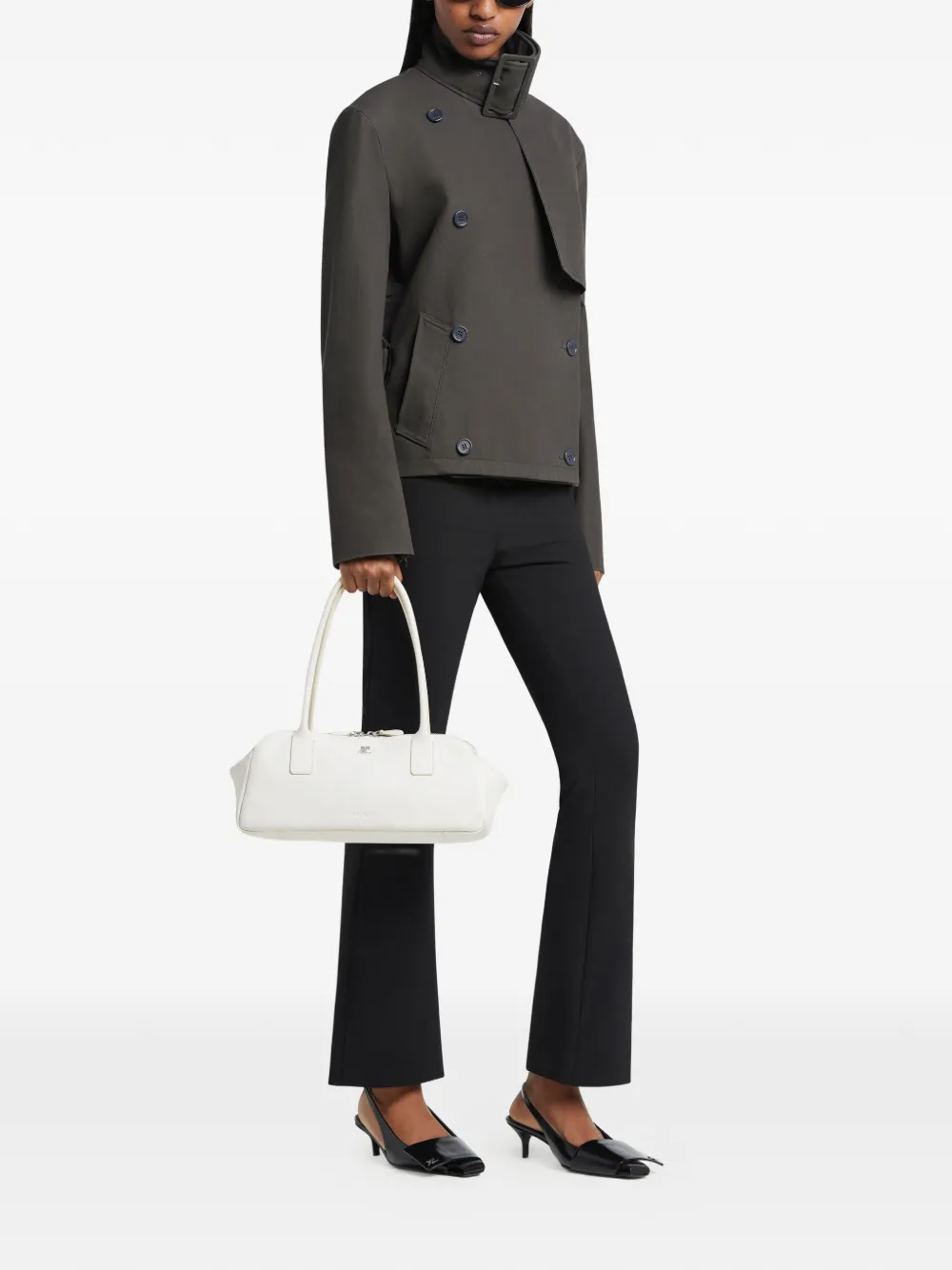 Courrèges Stripe leren schoudertas Wit