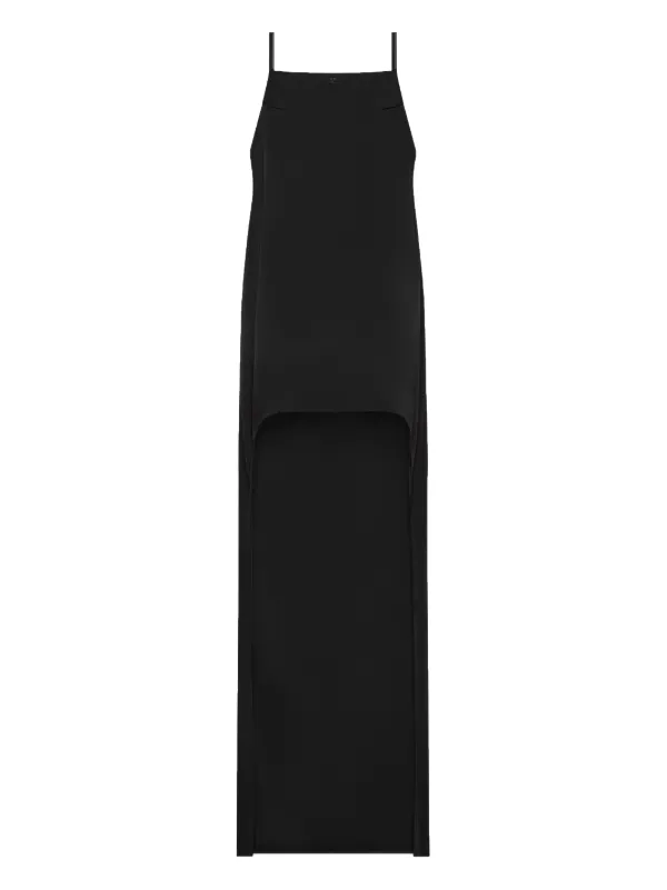 Courrèges Backless Satin Long Dress in Black