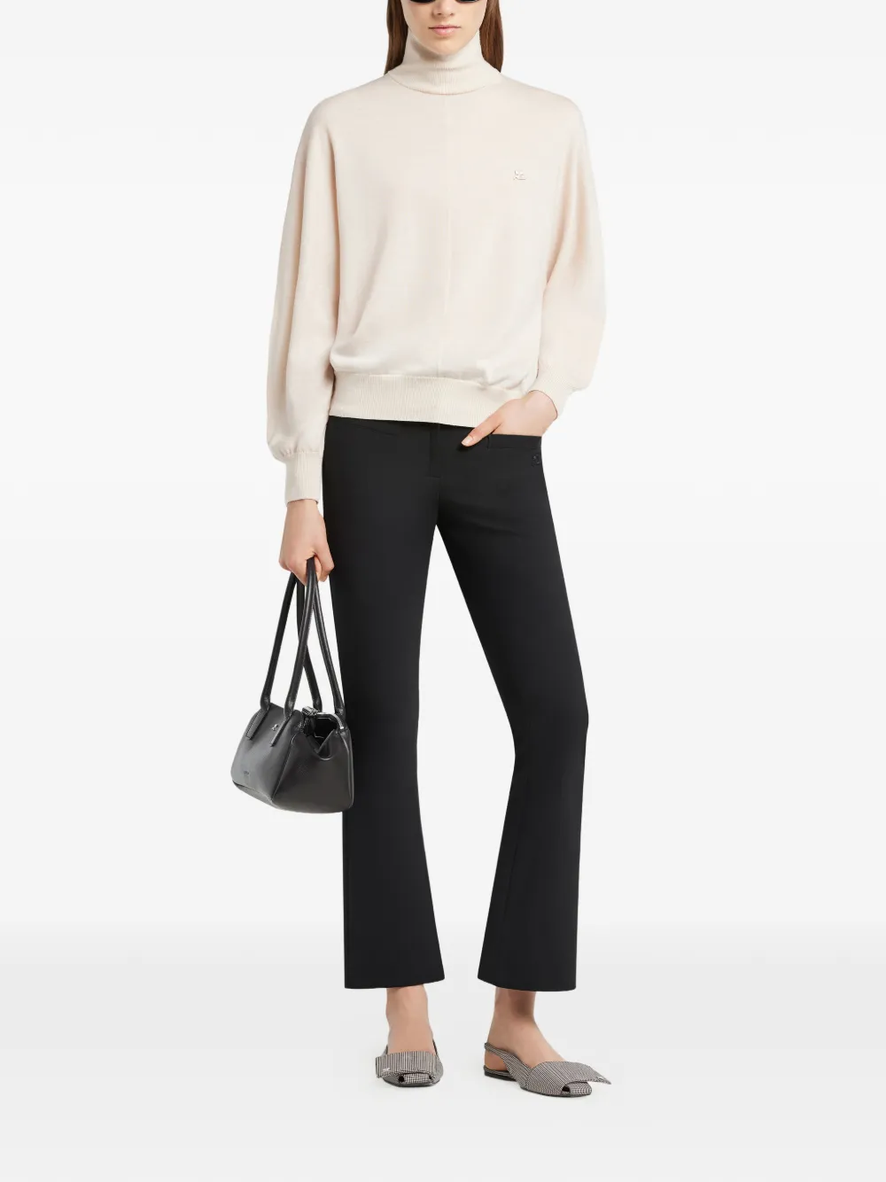 Courrèges Mock-neck Merino Wool Sweater In Blue