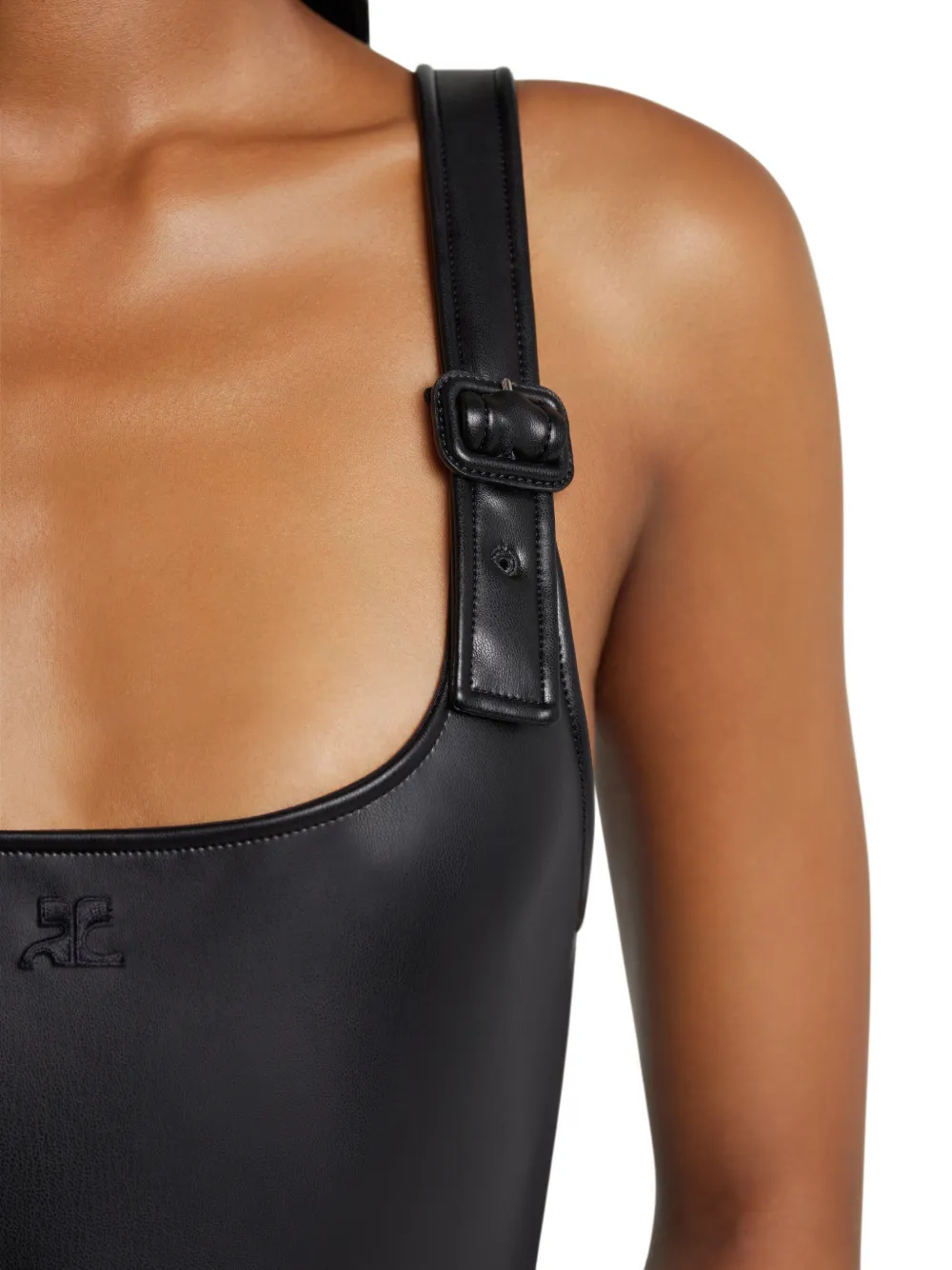 Courrèges Buckle-detail Cut-out Swimsuit In Black