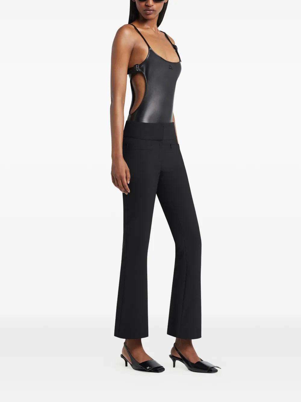 Courrèges Buckle-detail Cut-out Swimsuit In Black
