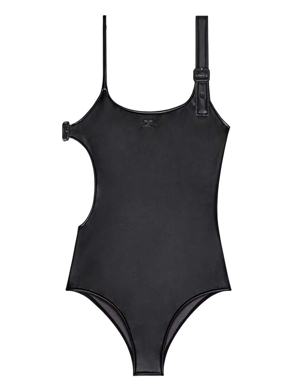 Courrèges Buckle-detail Cut-out Swimsuit In Black