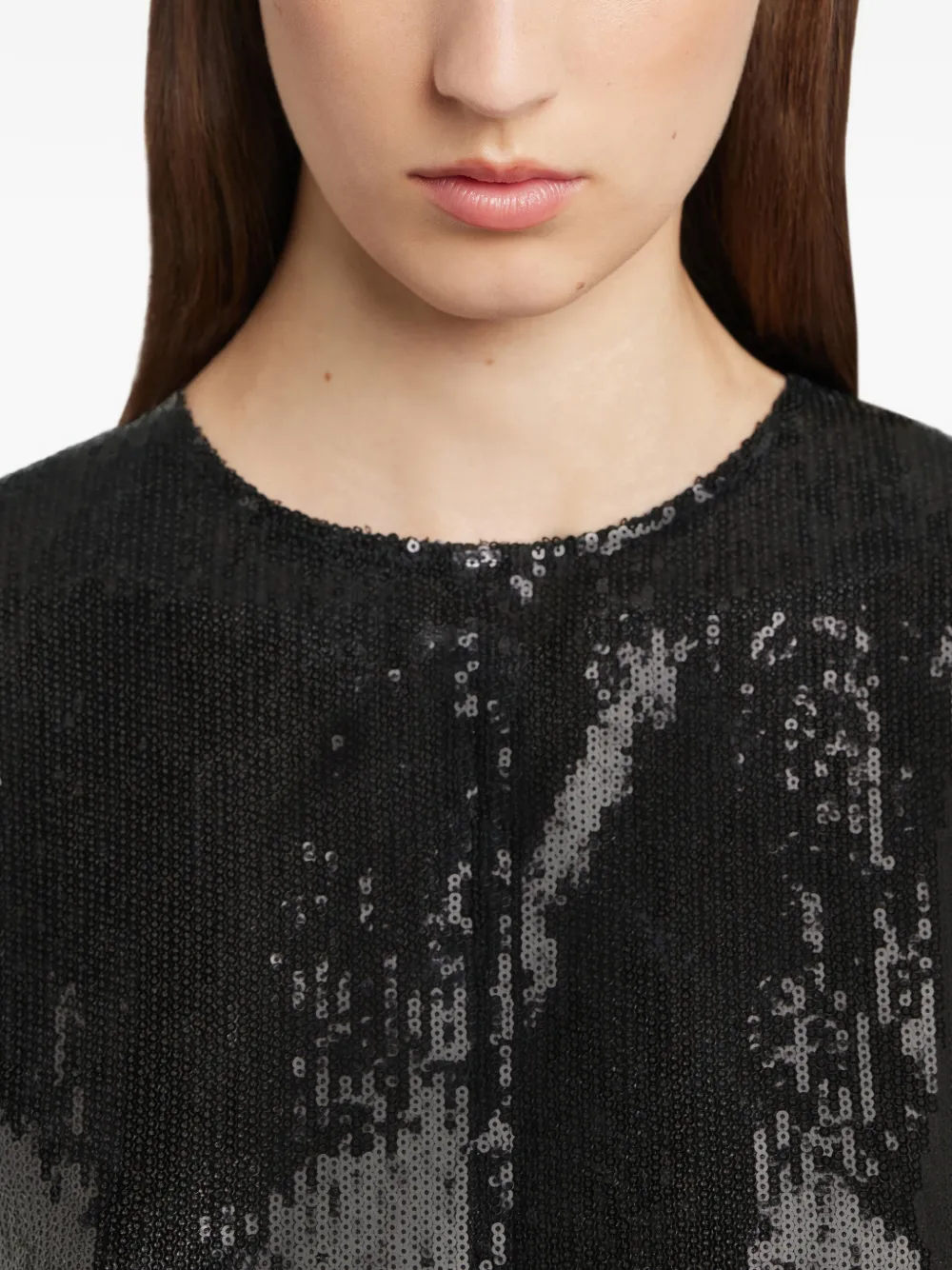 Courrèges Sequin Short-sleeves Blouse In Black