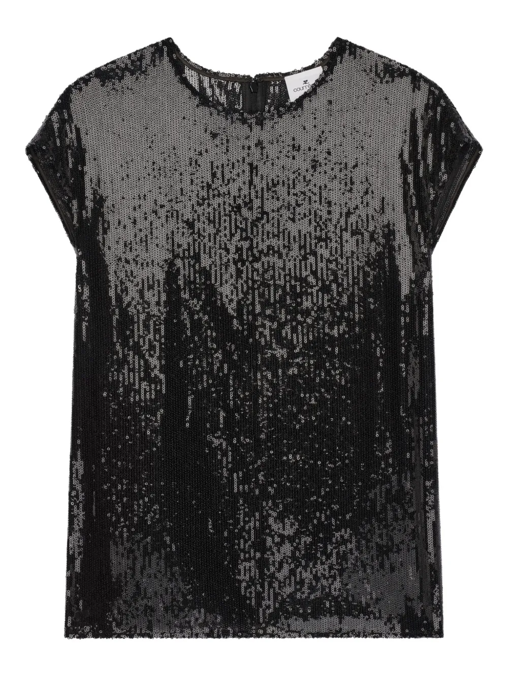 Courrèges Sequin Short-sleeves Blouse In Black