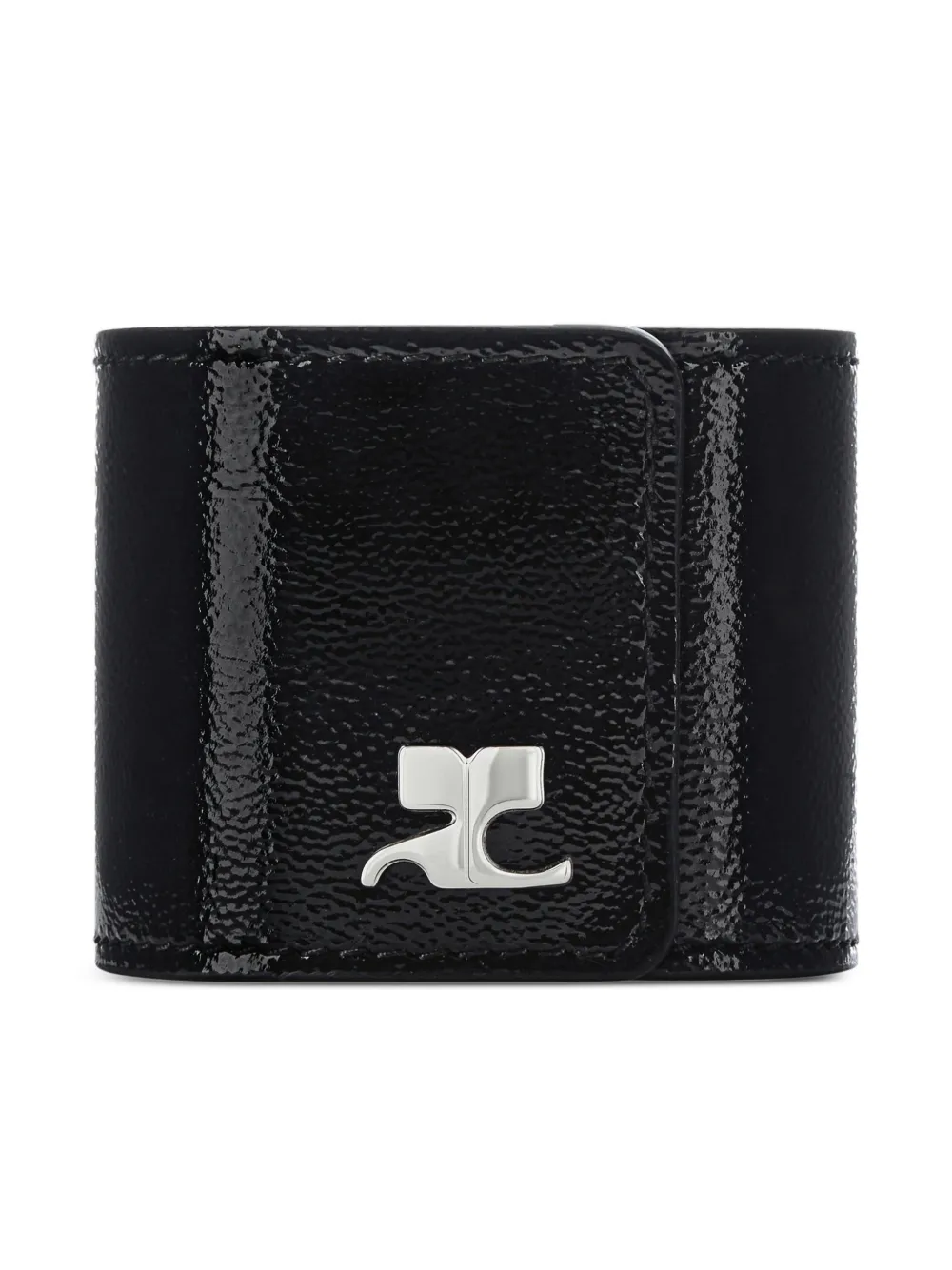 Courrèges logo-plaque slap bracelet - Nero