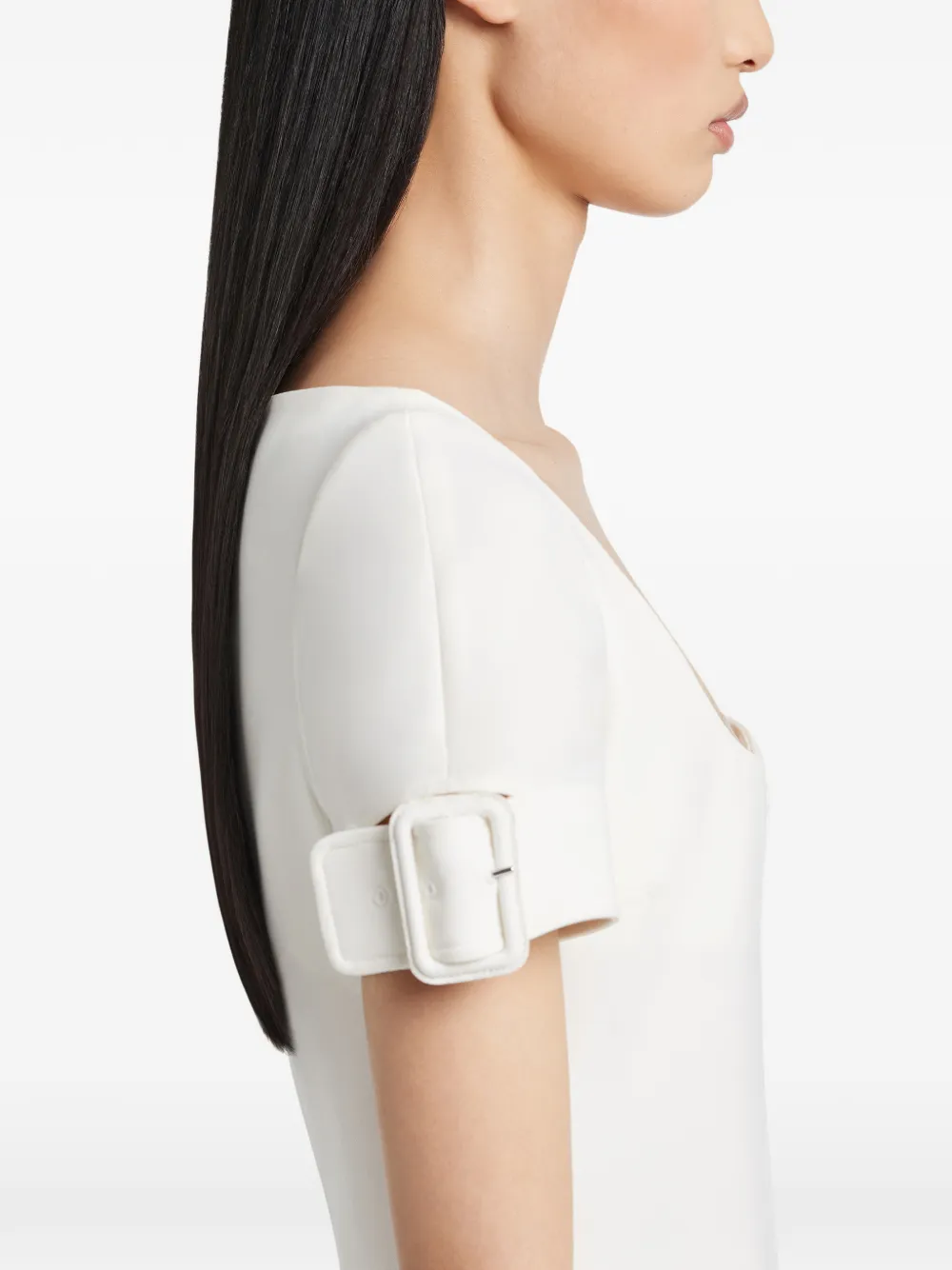 Courrèges Mini-jurk met gespdetail en korte mouwen Wit