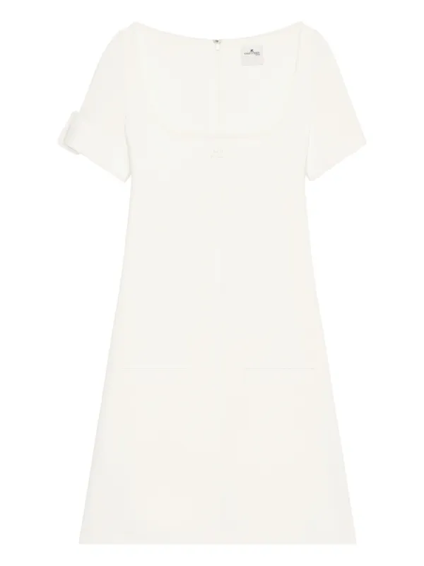 Courrèges Buckle-detail Short-sleeves Mini Dress in White