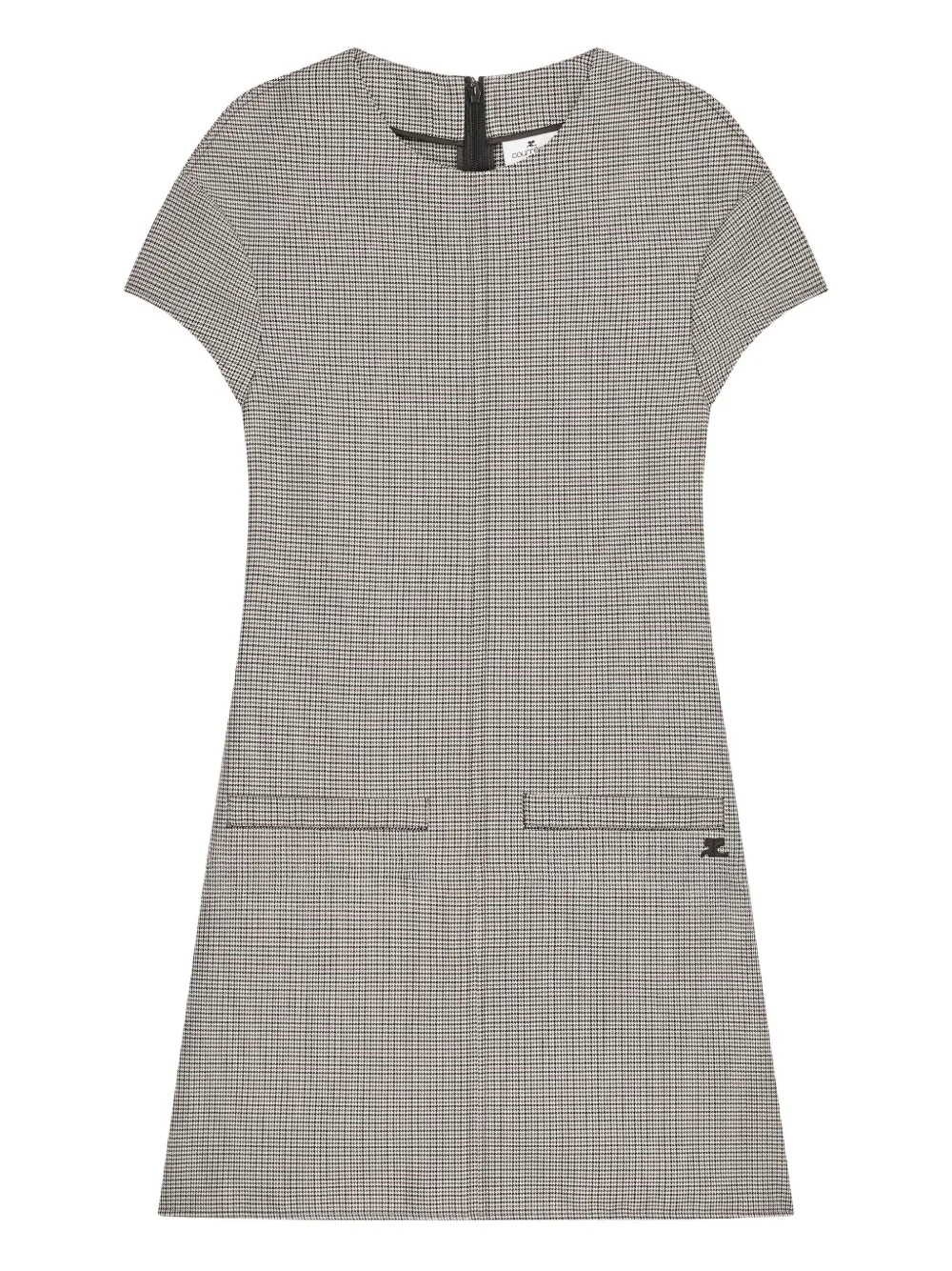 Courrèges Abito svasato con motivo pied-de-poule - Grigio