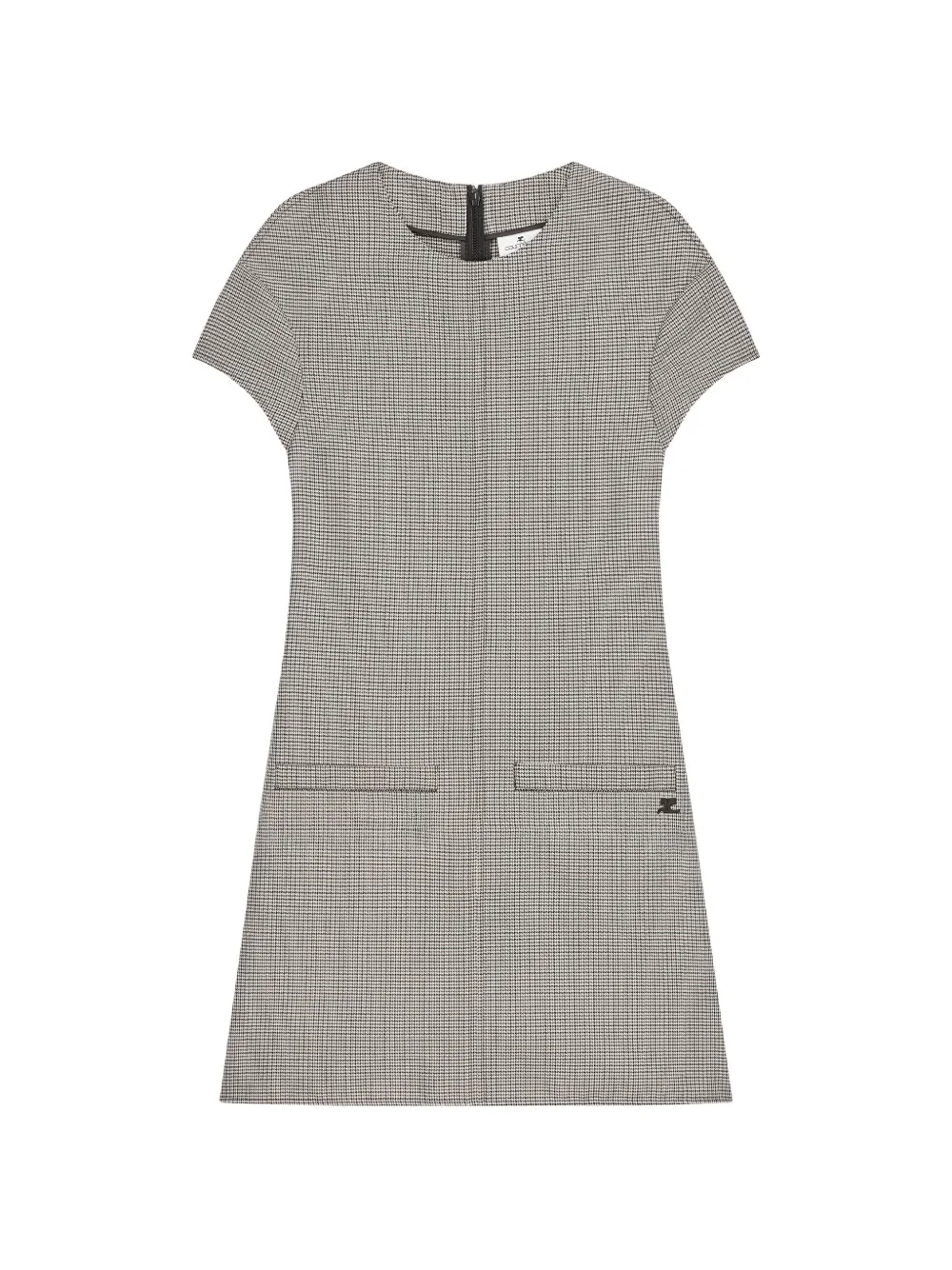 Courrèges Abito svasato con motivo pied-de-poule - Grigio