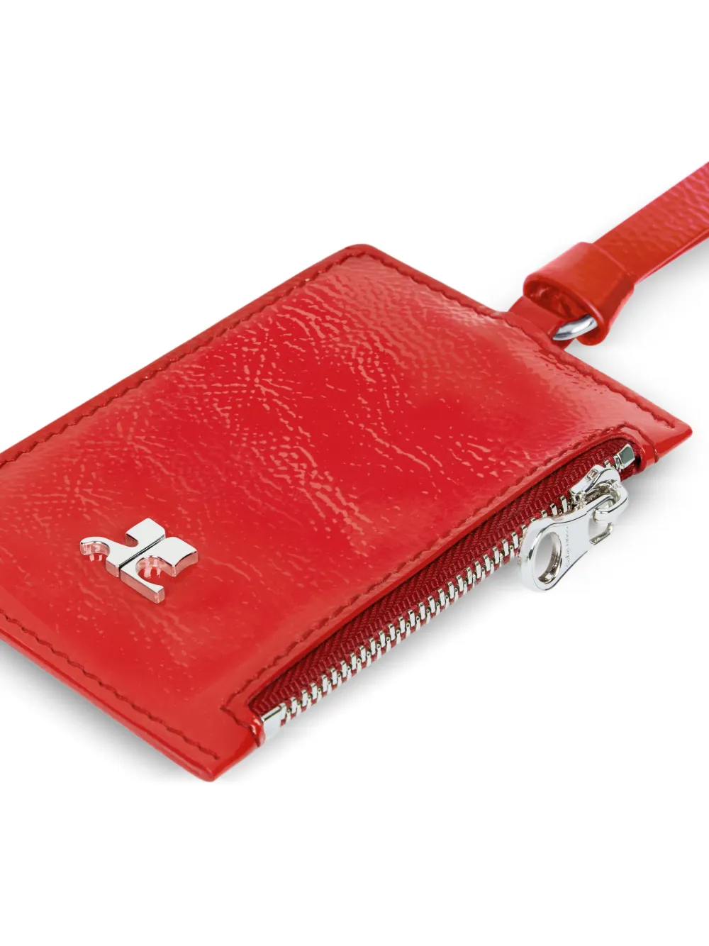  Courrèges Naplack Zip Card Holder - Red 