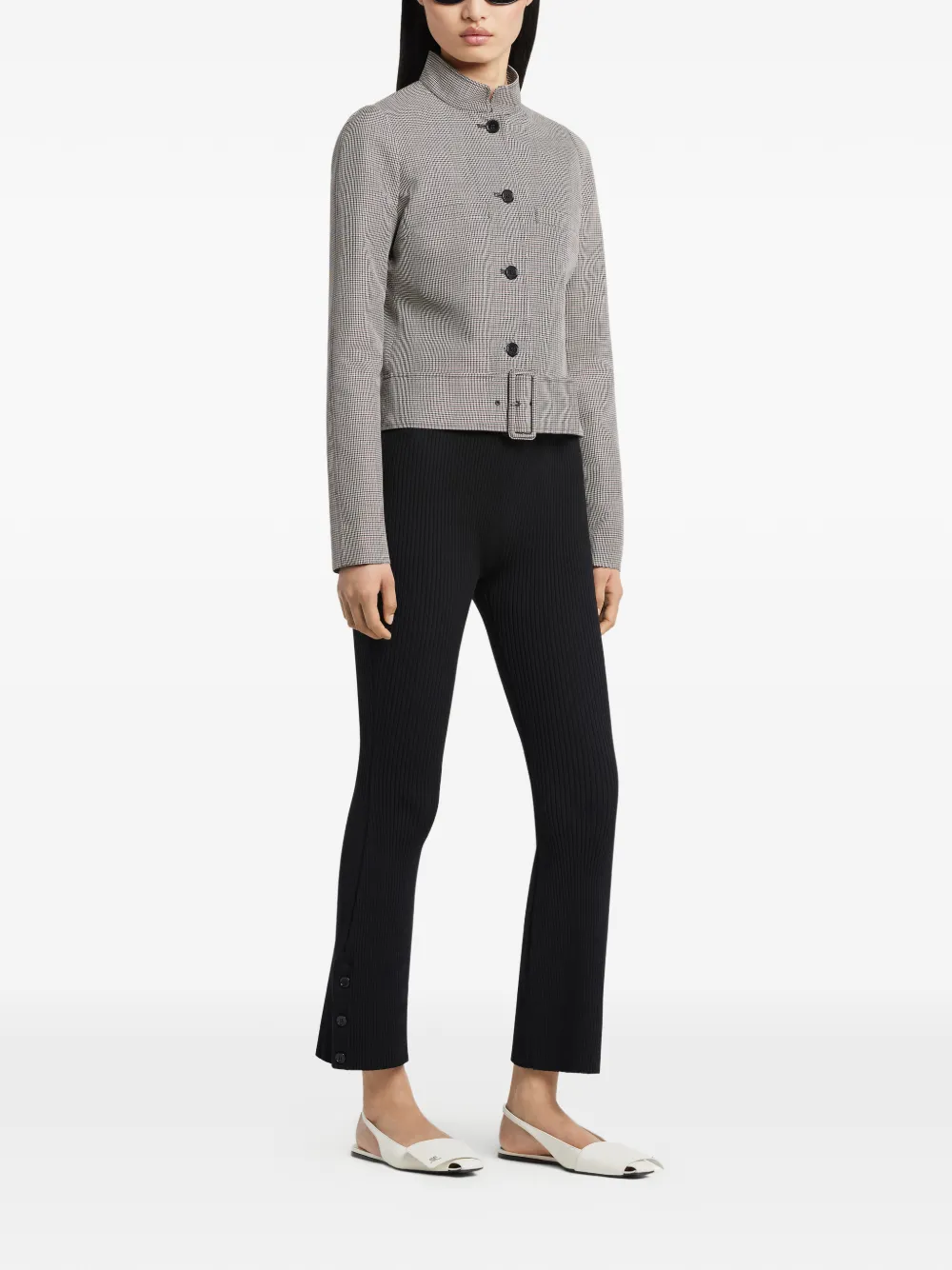  Courrèges Buckle Houndstooth-pattern Jacket - Neutrals 