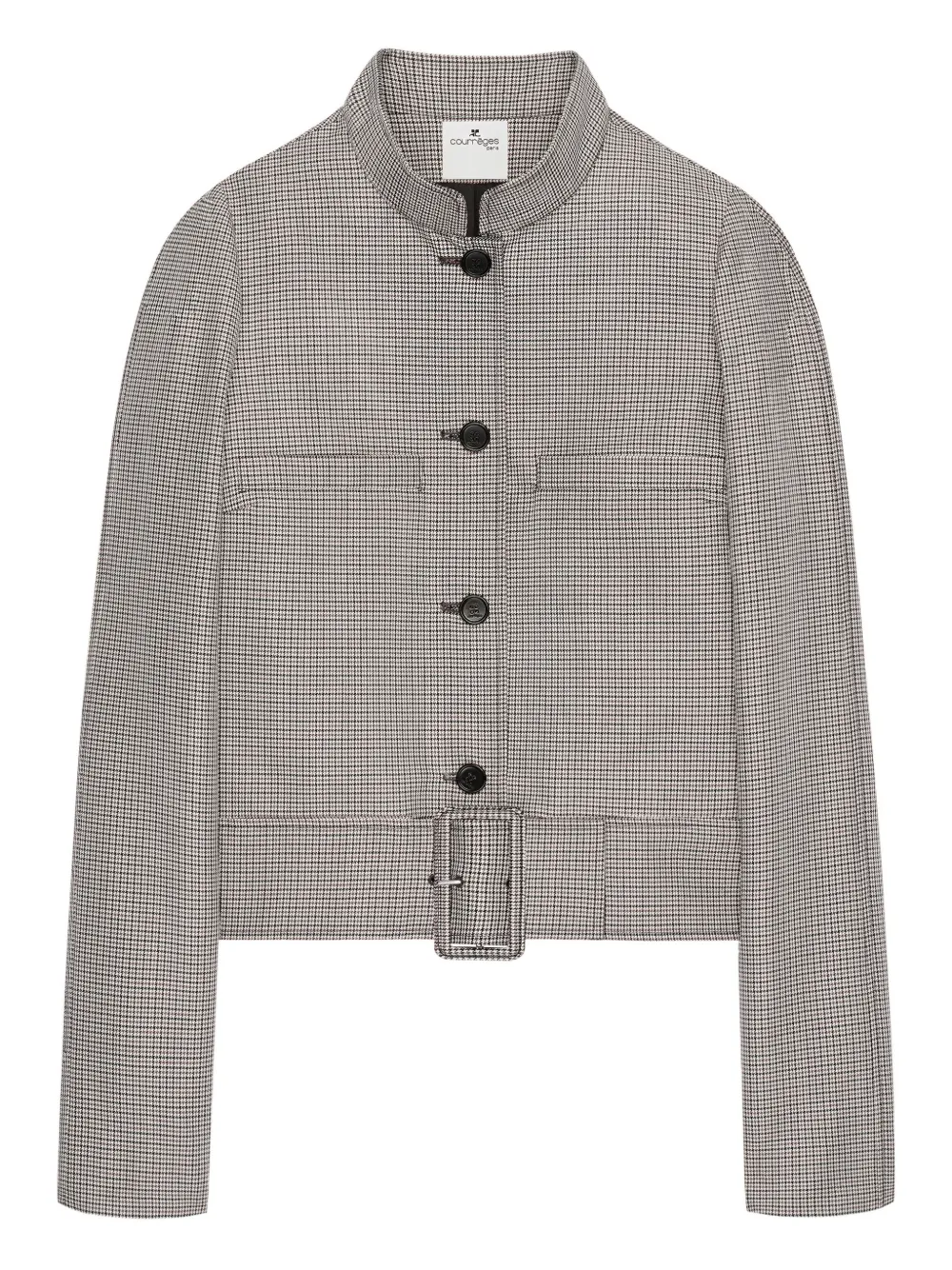 Courrèges Buckle Houndstooth-pattern Jacket In Neutral