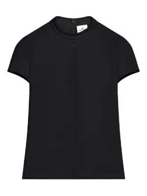 Courrèges vinyl-trim logo-patch T-shirt | Black | FARFETCH