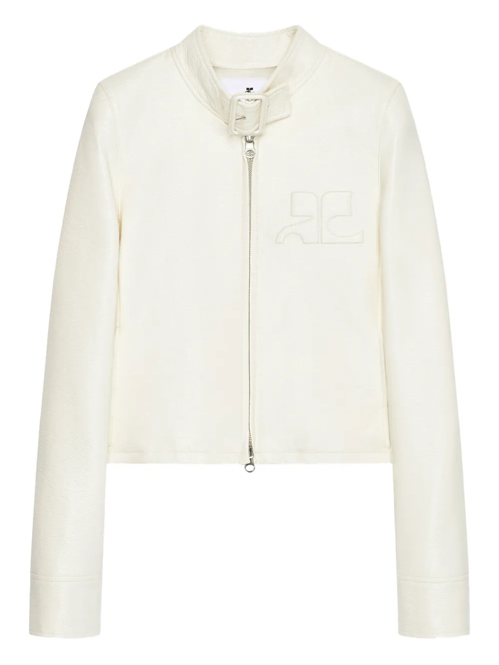 Courrèges Buckle-neck Logo-detail City Jacket In Animal Print