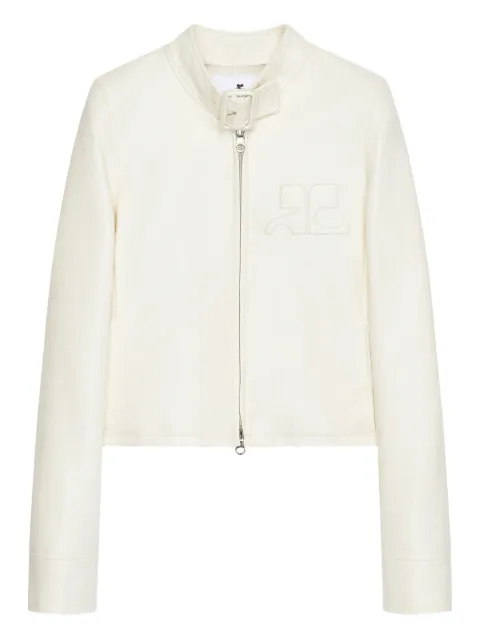 Courrèges buckle-neck logo-detail city jacket