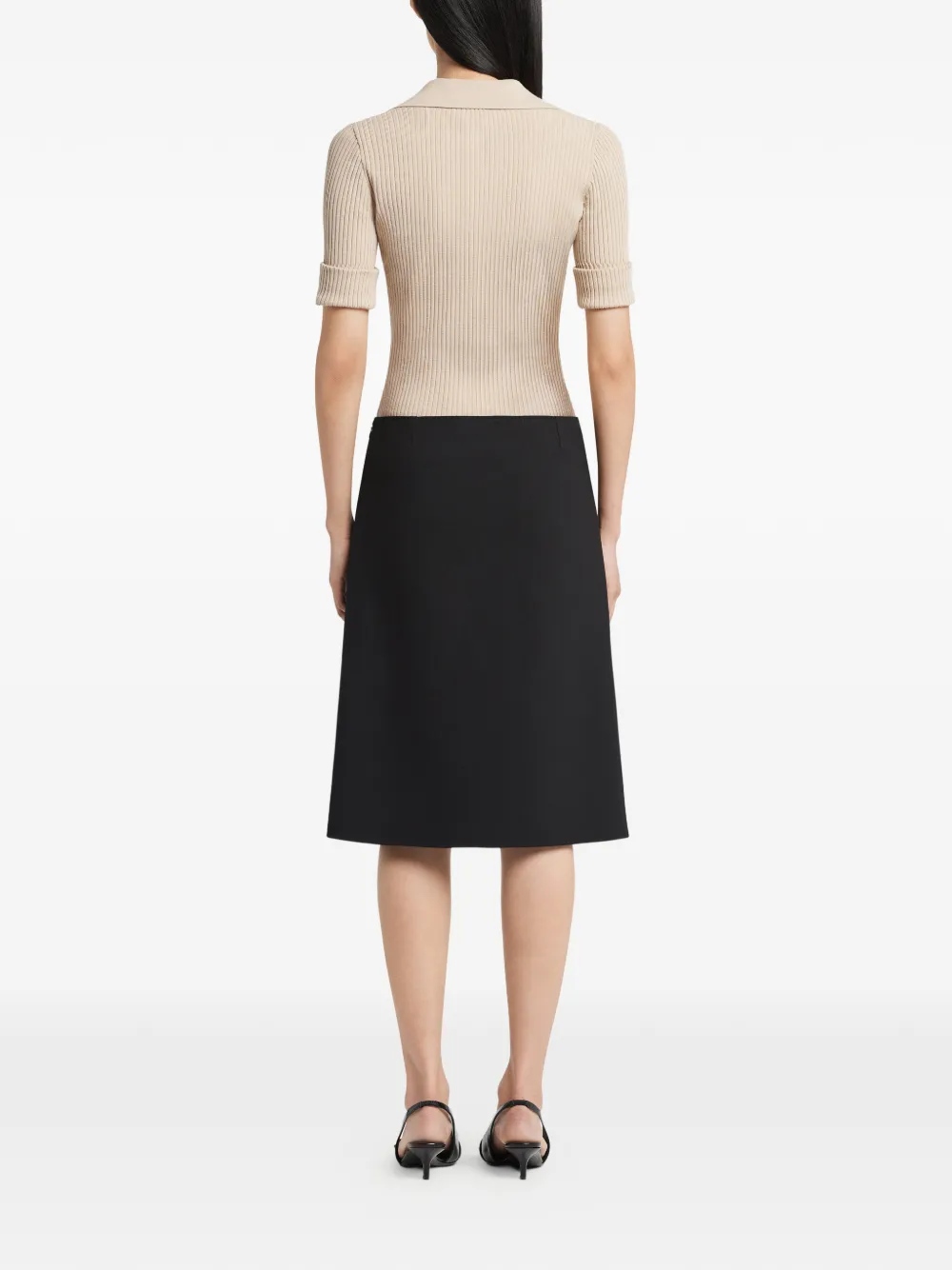Courrèges Geribbelde polotop met klepzak Beige