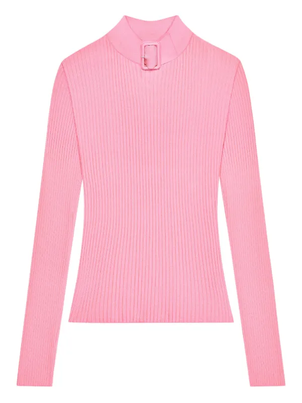 Courrèges Buckle Rib Knit Sweater in Pink