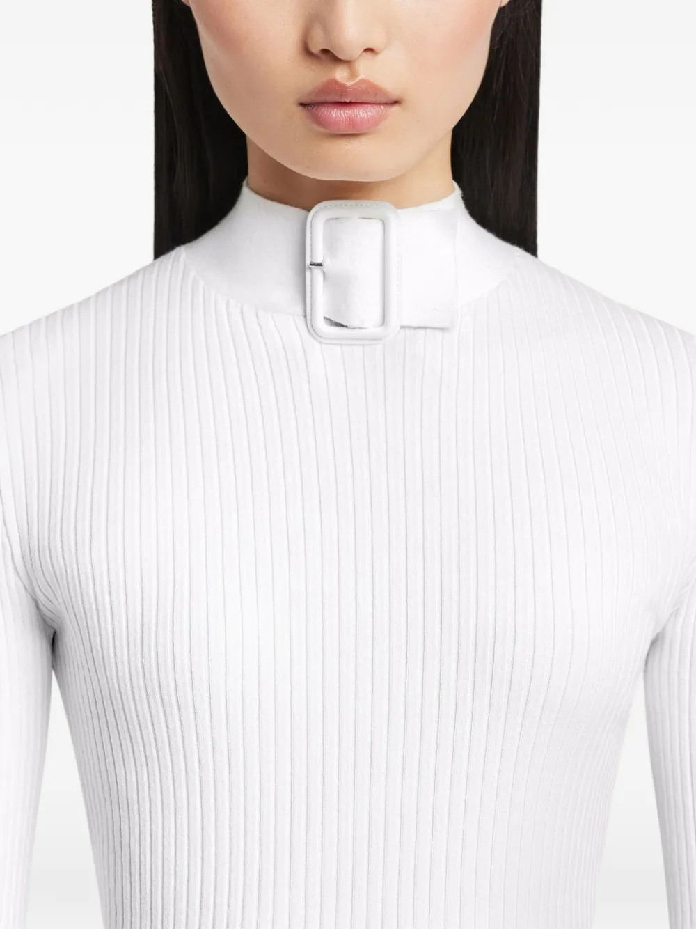 buckle-neck ribbed sweater