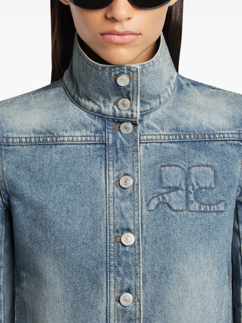 Courrèges Reedition denim jack met borduurwerk Blauw