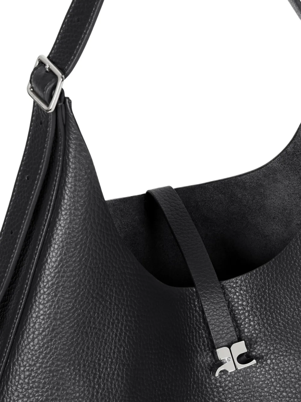 Courrèges Hobo shopper van bewerkt leer Zwart