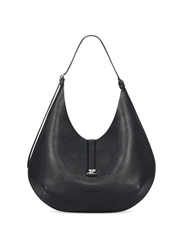 Courrèges Logo-plaque Pebbled-leather Tote Bag in Black