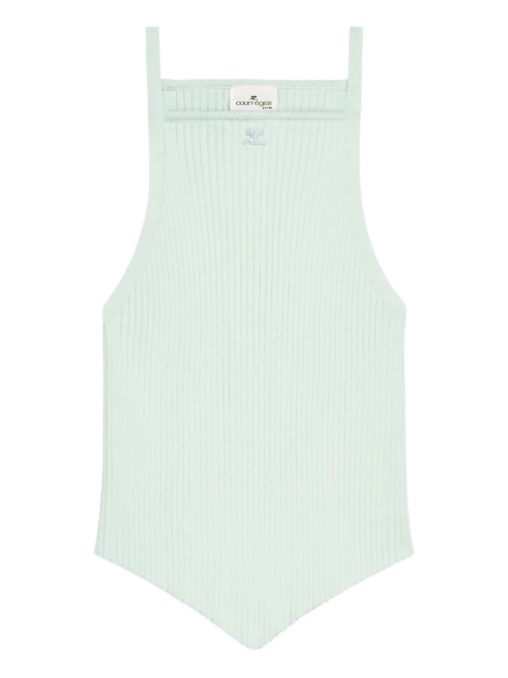 Courrèges Pointy-hem Ribbed Tank Top In Brown