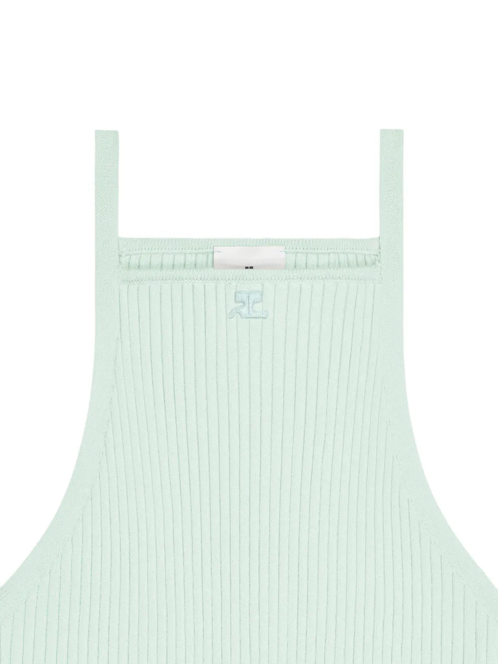 Courrèges Pointy-hem Ribbed Tank Top In Brown