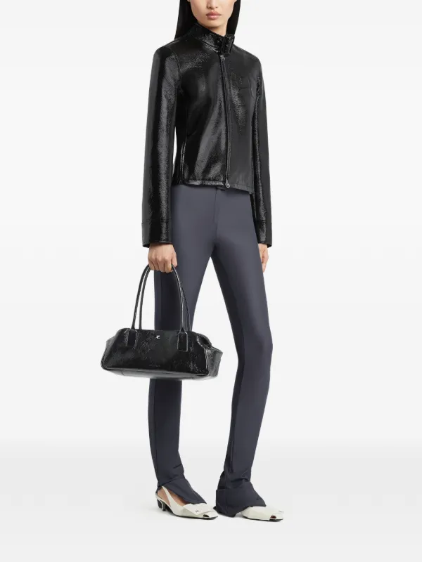 Courrèges Zip Leather Shoulder Bag | Black | FARFETCH JO